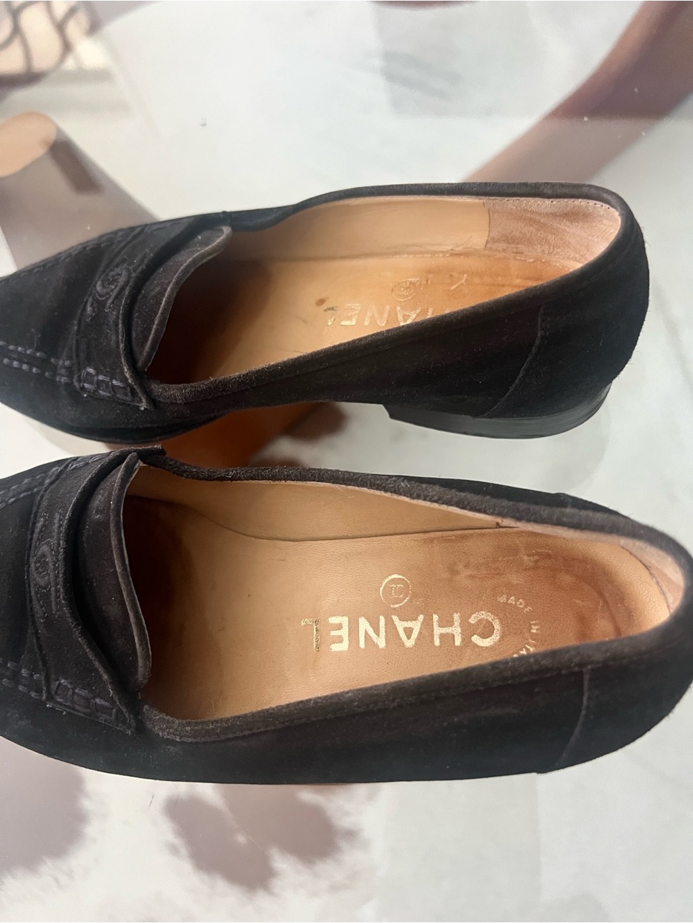 Authentic Chanel Black Suede Classic Loafers/Penny Loafers - Picture 11 of 11